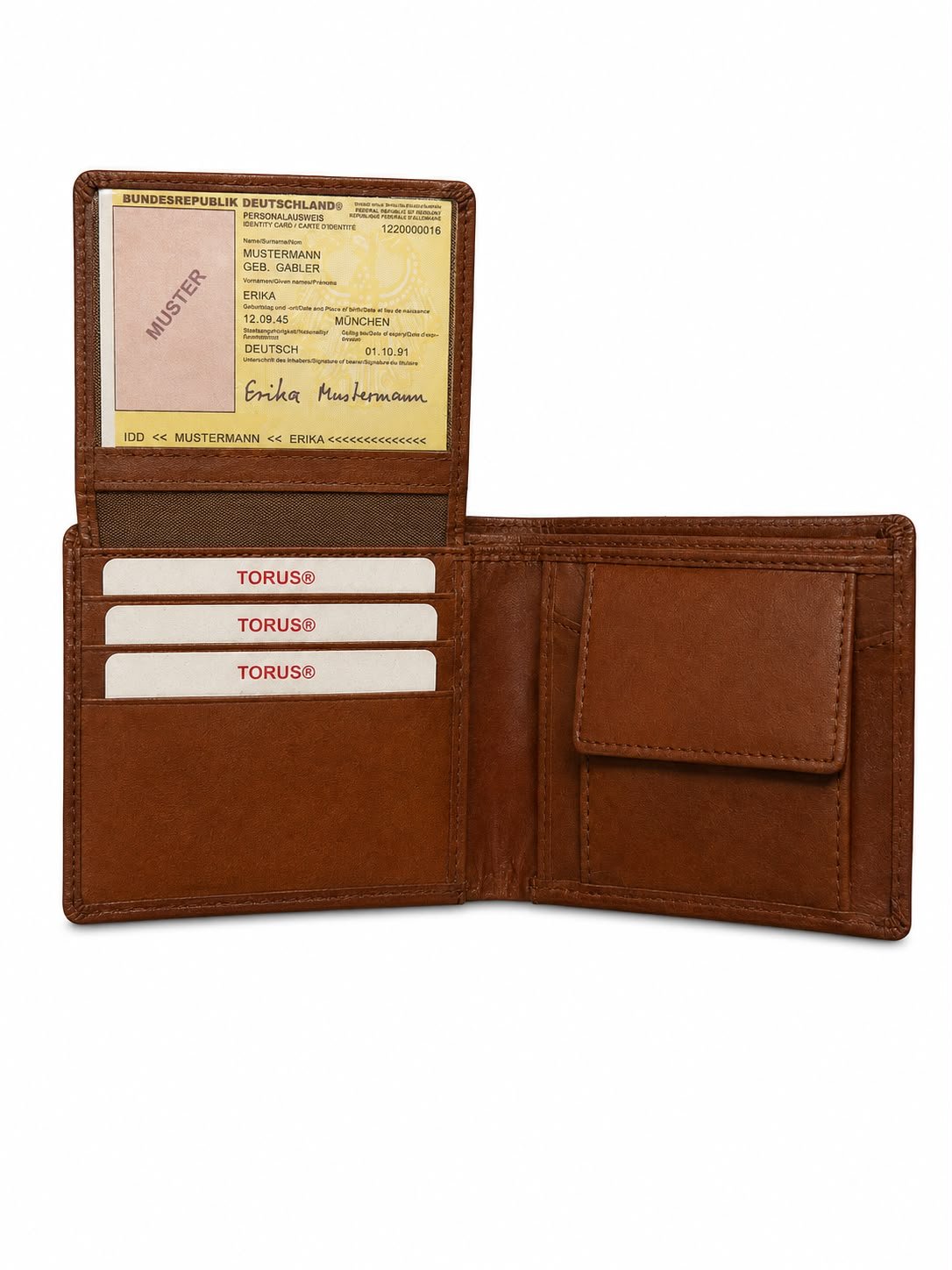 TORUS Leather Men’s Genuine Leather Bi-Fold Wallet – Tan Brown