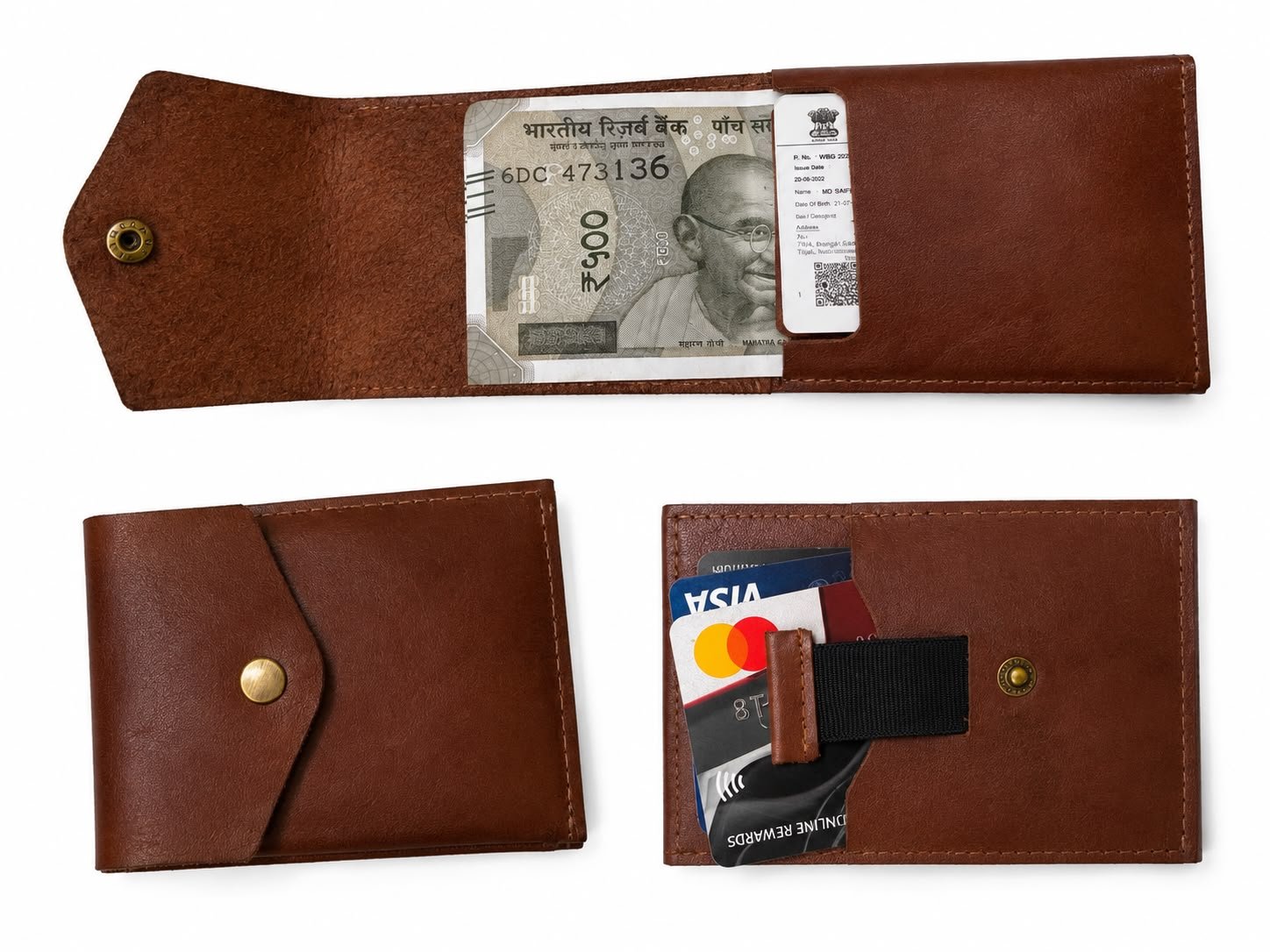 Flip Genuine Leather Wallet Brown