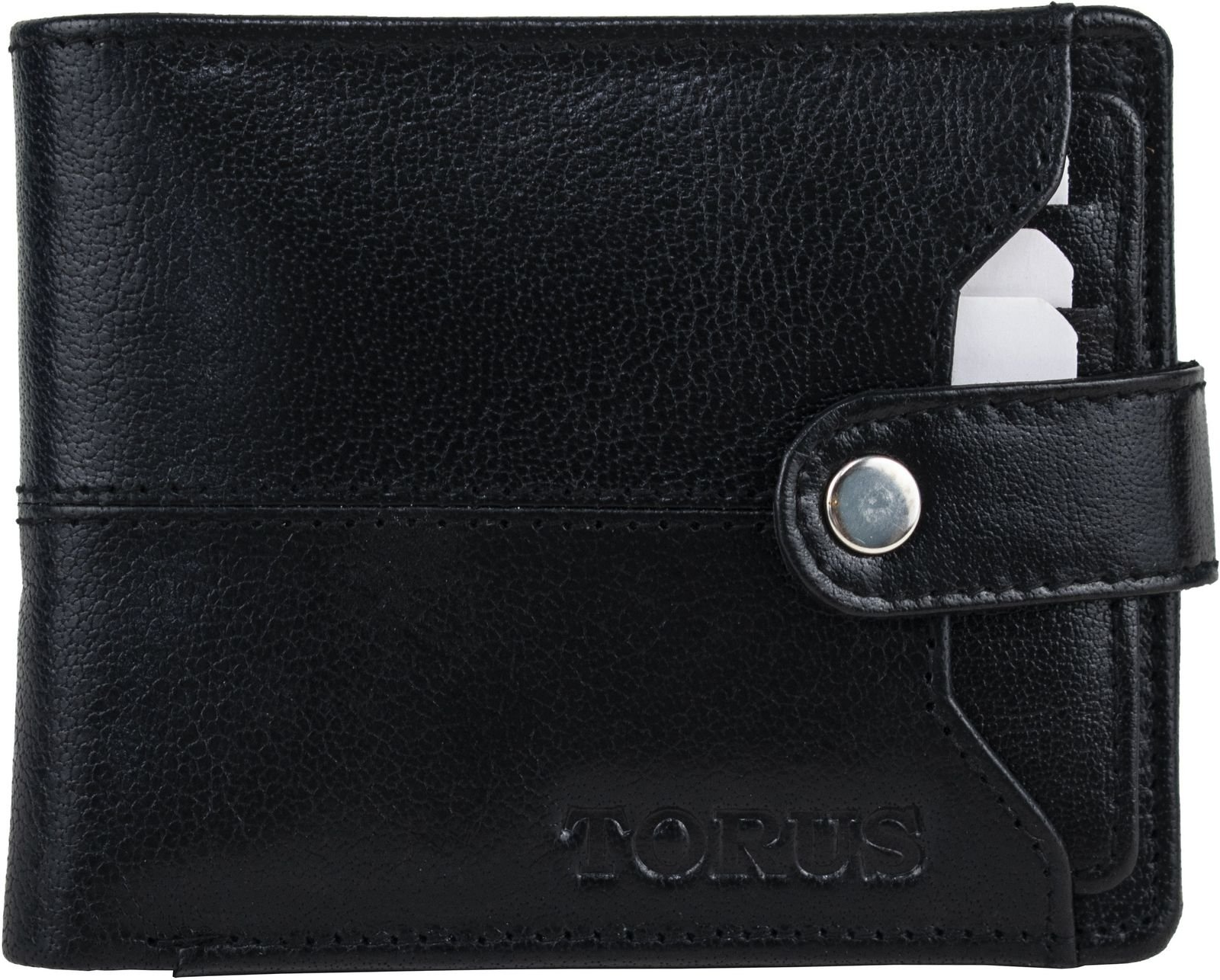Torus Men & Women Black Genuine Leather Wallet (7 Card Slots) - Image 2
