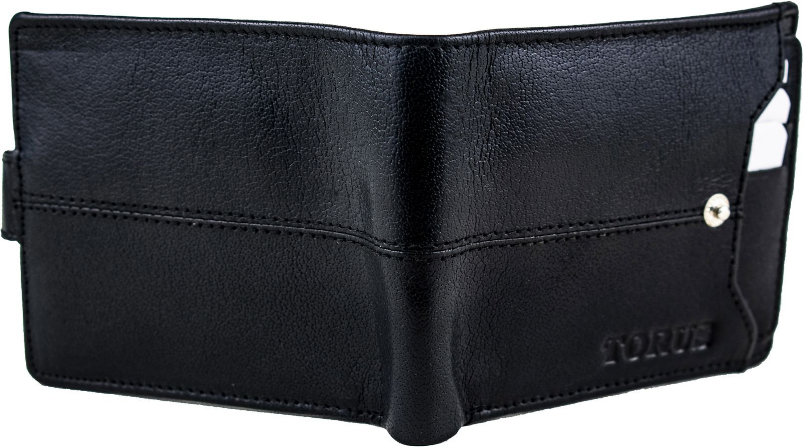 Torus Men & Women Black Genuine Leather Wallet (7 Card Slots) - Image 4
